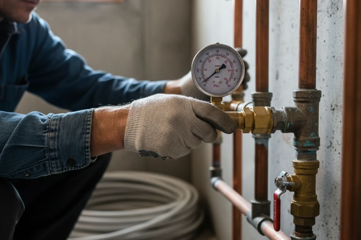 Pressure testing a repaired line during Water Line Repair in Sheridan